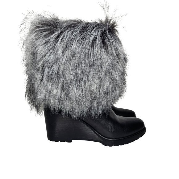 SOREL "Park City" Waterproof Black Leather Faux Fur Wedge Boots | US 8.5 | $300 - Picture 5 of 9